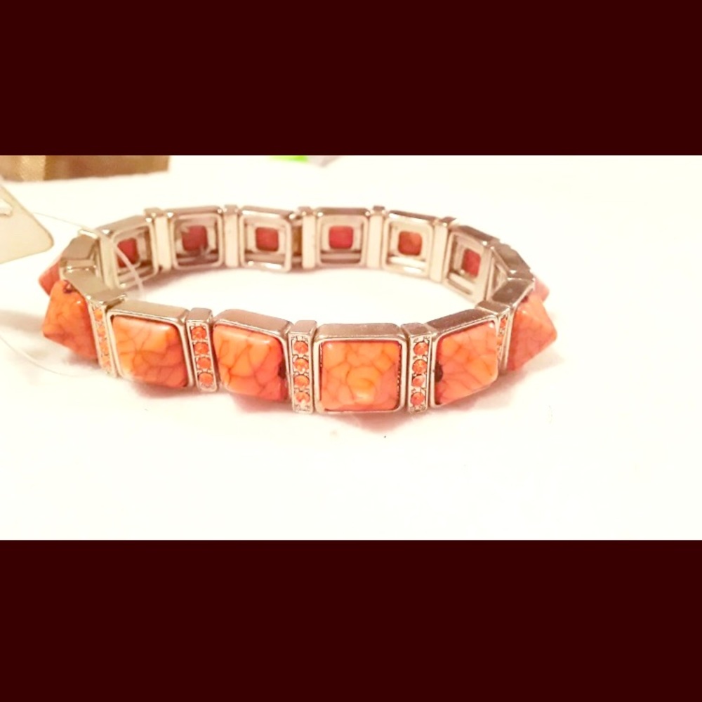 Orange Studded Elastic bracelet